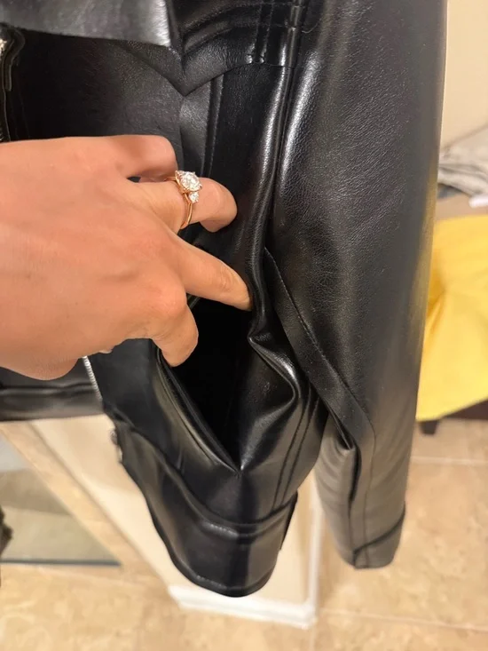 Anthropologie Black Cropped Faux Leather Zip-Up Jacket - Picture 4 of 5